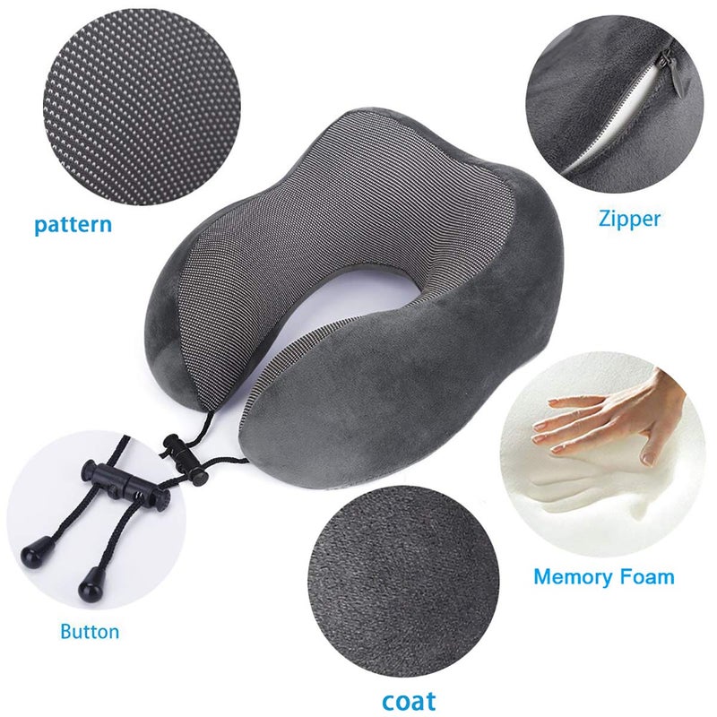 TALLGO Travel Pillow, Best Memory Foam Neck Pillow Head Support Soft Pillow for Sleeping Rest, Airplane Car & Home Use (Grey) - Image 5